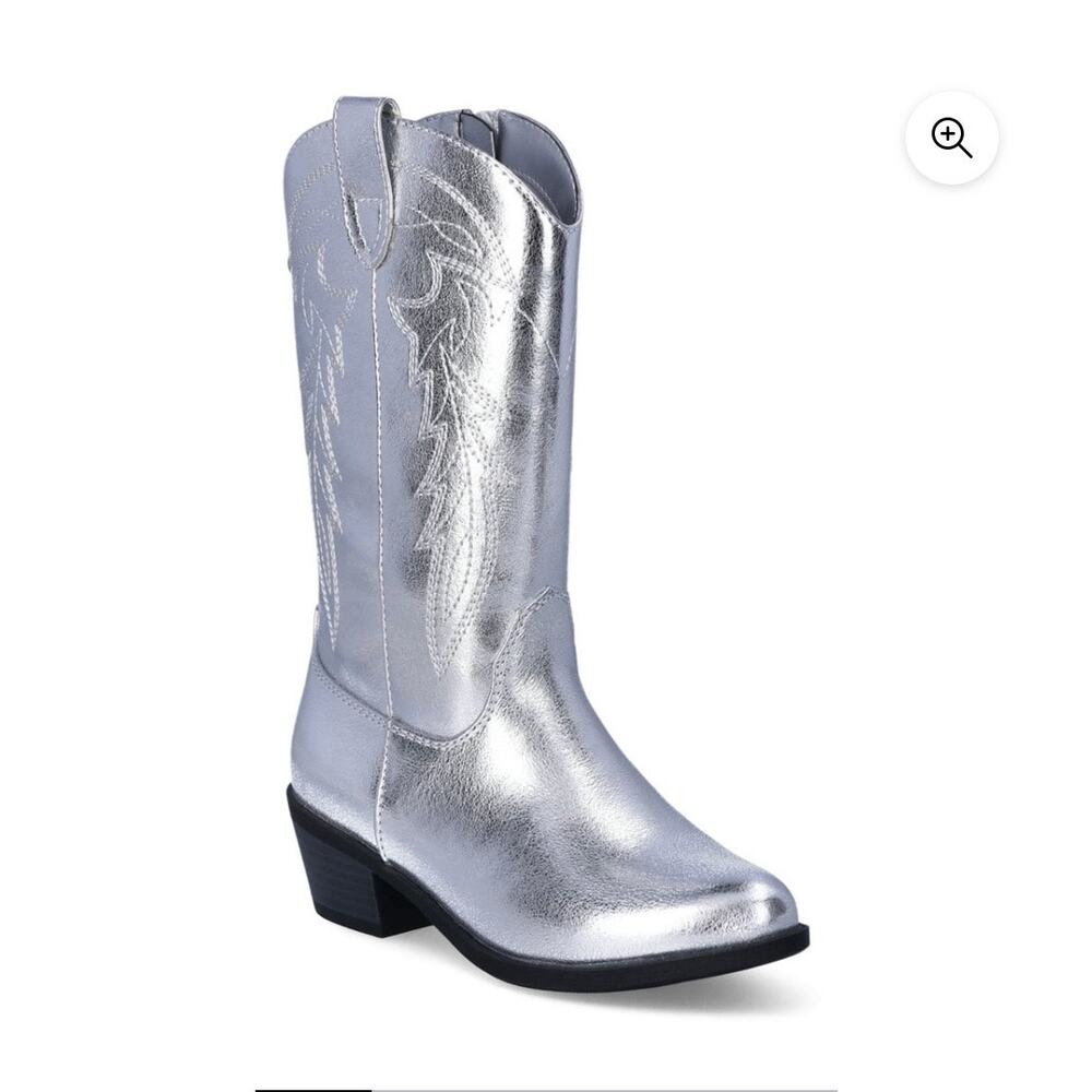 Madden NYC Silver Metallic Cowboy Boots Womens Size 9 Western Mid Calf NEW